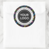 Elegant farbige Feathers Your Logo Slogan Runder Aufkleber (Tasche)