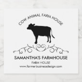 Elegant Farm Cow Silhouette Alkoholflaschenetikett (Einzelnes Label)