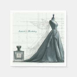 Elegant Fashion Birthday Napkins – Perfume & Gown Serviette