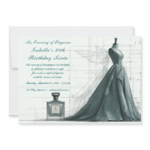 Elegant Fashion Sketch Birthday Invitation 