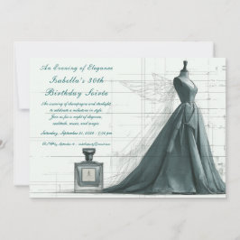 Elegant Fashion Sketch Birthday Invitation Einladung