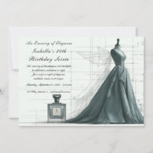 Elegant Fashion Sketch Birthday Invitation 
