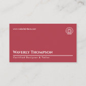 Elegant Fashion Tailor Designer Red Pink White  Visitenkarte (Rückseite)