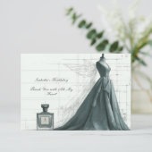 Elegant Fashion Thank You Card – Gown & Perfume  Dankeskarte (Stehend Vorderseite)