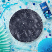 Elegant Faux Blue Foil Silver Stars Christmas Pappteller (Party)