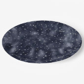 Elegant Faux Blue Foil Silver Stars Christmas Pappteller (Schrägansicht)