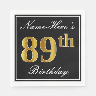 Elegant, Faux Gold 89. Geburtstag + Benutzerdefini Serviette