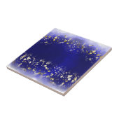 Elegant Faux Gold Glitter sparkle Blue Fliese (Seite)