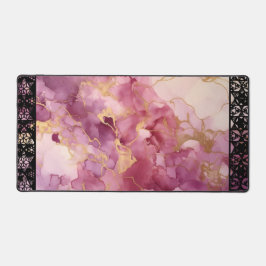 Elegant Faux Marble Black Ornate Trim Schreibtischunterlage