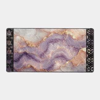 Elegant Faux Marble Black Ornate Trim Schreibtischunterlage