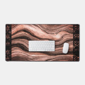 Elegant Faux Marble Black Ornate Trim Schreibtischunterlage (Tastatur & Maus)