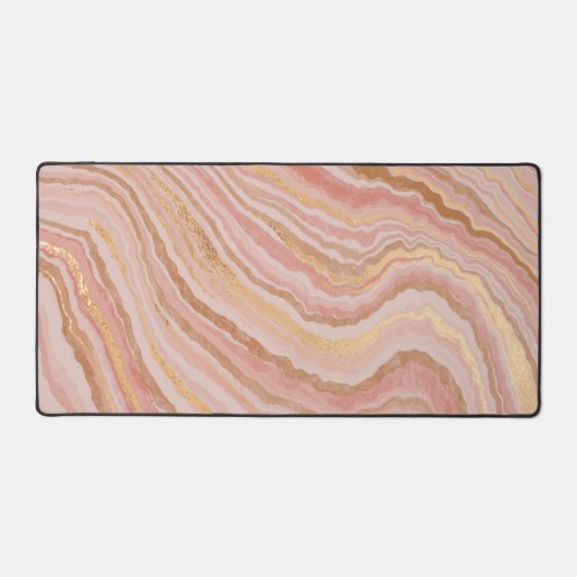 Elegant Faux Marble Pale Blush, Pink, Sand Schreibtischunterlage (Vorderseite)