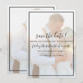 Elegant Faux Vellum Overlay Photo Wedding Save The Date (Vorne/Hinten)