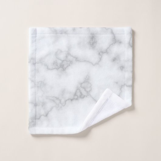 Elegant Faux White Marble Badhandtuch Set (Waschlappen)