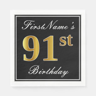 Elegant, Fauxgold 91. Geburtstag + Benutzerdefinie Serviette