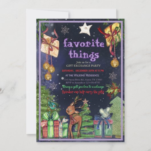 Elegant Favorite Things Gift Exchange I Night Sky Einladung (Vorderseite)