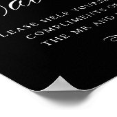 Elegant Favors White Calligraphy | Chic Table Sign Poster (Ecke)