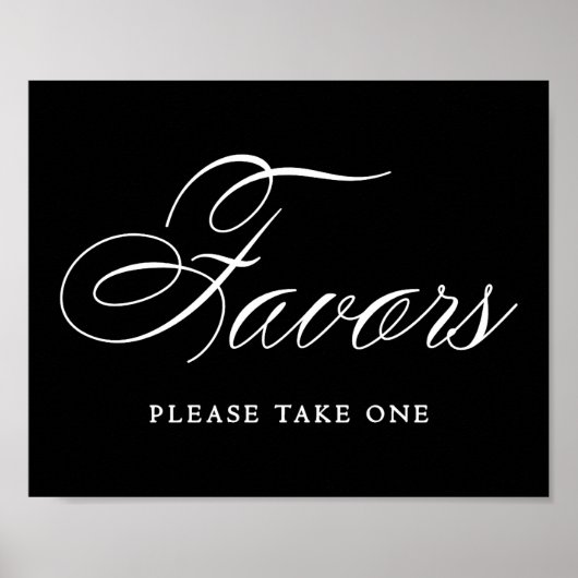 Elegant Favors White Script | Horizontale Tabelle Poster (Vorne)