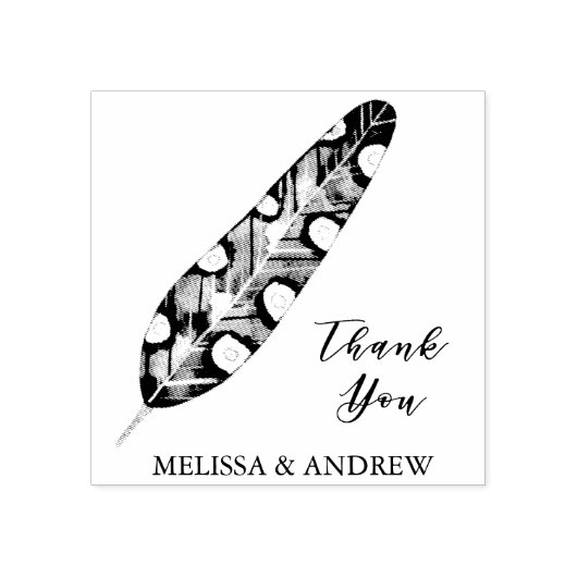 Elegant Feather - Danke - Personalisiert Gummistempel (Prägung)