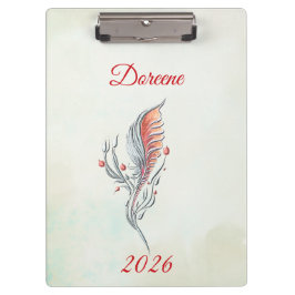 Elegant Feather Floral Watercolour  clipboard  Klemmbrett
