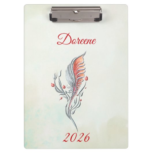 Elegant Feather Floral Watercolour  clipboard  Klemmbrett (Vorderseite)