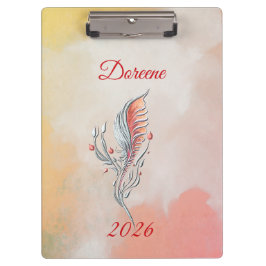 Elegant Feather Floral Watercolour  clipboard  Klemmbrett