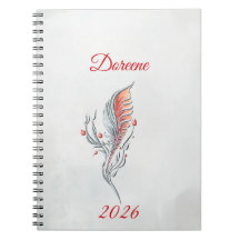 Elegant Feather Floral Watercolour  notebook 