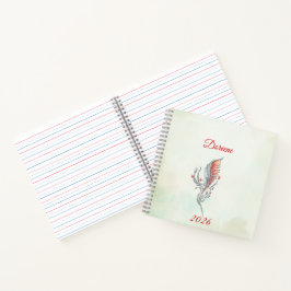 Elegant Feather Floral Watercolour  notebook  Notizblock