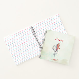 Elegant Feather Floral Watercolour  notebook  Notizblock