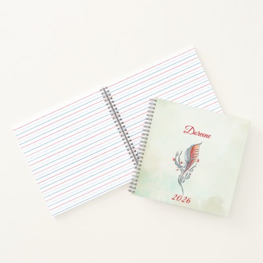 Elegant Feather Floral Watercolour  notebook  Notizblock (Innenseite)