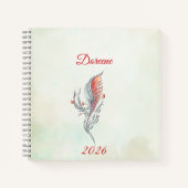 Elegant Feather Floral Watercolour  notebook  Notizblock (Vorderseite)