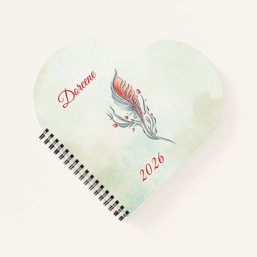 Elegant Feather Floral Watercolour  notebook  Notizblock (Vorderseite)