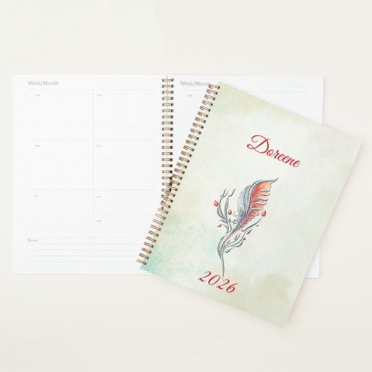 Elegant Feather Floral Watercolour  planner Planer (Anzeige)