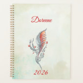 Elegant Feather Floral Watercolour  planner Planer (Vorderseite)