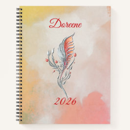 Elegant Feather Floral Watercolour Spiral Notebook Notizblock