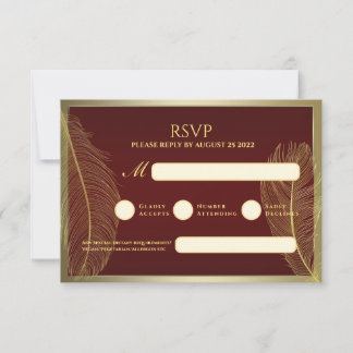 Elegant Feather RSVP Card For Luxury Event Karte
