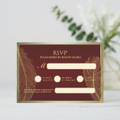 Elegant Feather RSVP Card For Luxury Event Karte (Stehend Vorderseite)