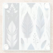 Elegant Feather Symphony in Blue & Silver Glasuntersetzer (Rückseite)