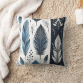 Elegant Feather Symphony in Blue & Silver Kissen (Decke)