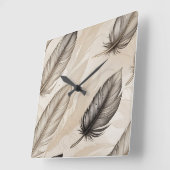 Elegant Feathers Clock Quadratische Wanduhr (Winkel)