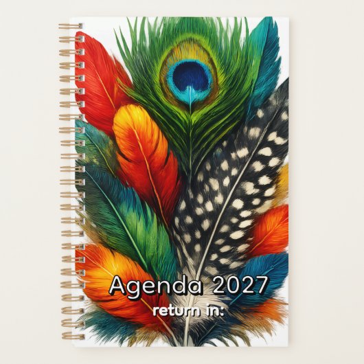 Elegant Feathers Pattern Personalized Planner Jour Planer (Vorderseite)