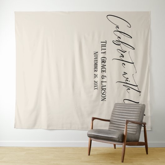 Elegant feiern mit uns! Hintergrund des Creme-Foto Wandteppich (Beispiel (Horizontal))