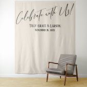 Elegant feiern mit uns! Hintergrund des Creme-Foto Wandteppich (Beispiel)