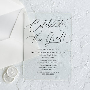 Elegant Feiern Sie den Schwarzen Absolventen Schri Acryleinladungen