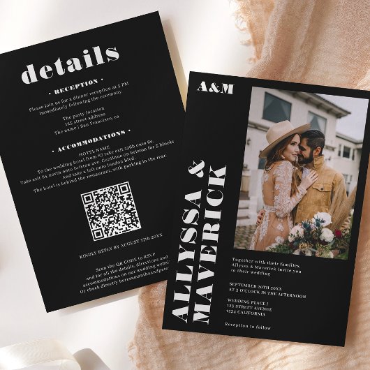 Elegant feines, weißes Foto Einladung