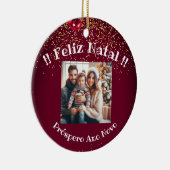 Elegant Feliz Natal e Próspero Ano Portugiesisch Keramik Ornament (Rechts)