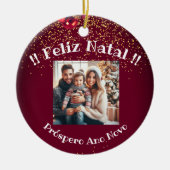 Elegant Feliz Natal e Próspero Ano Portugiesisch Keramik Ornament (Vorne)