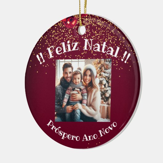 Elegant Feliz Natal e Próspero Ano Portugiesisch Keramik Ornament (Links)