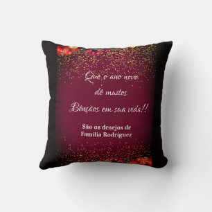 Elegant Feliz Natal e Próspero Ano Portugiesisch Kissen