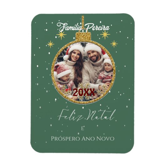 Elegant Feliz Natal e Próspero Ano Portugiesisch Magnet (Vertikal)